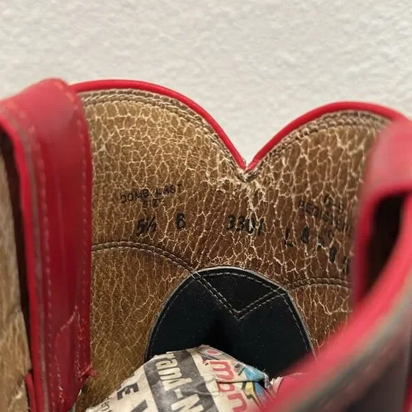 💙♥️ Vintage Diamond J Red & Navy Justin Roper Cowboy Boots - Picture 5 of 9